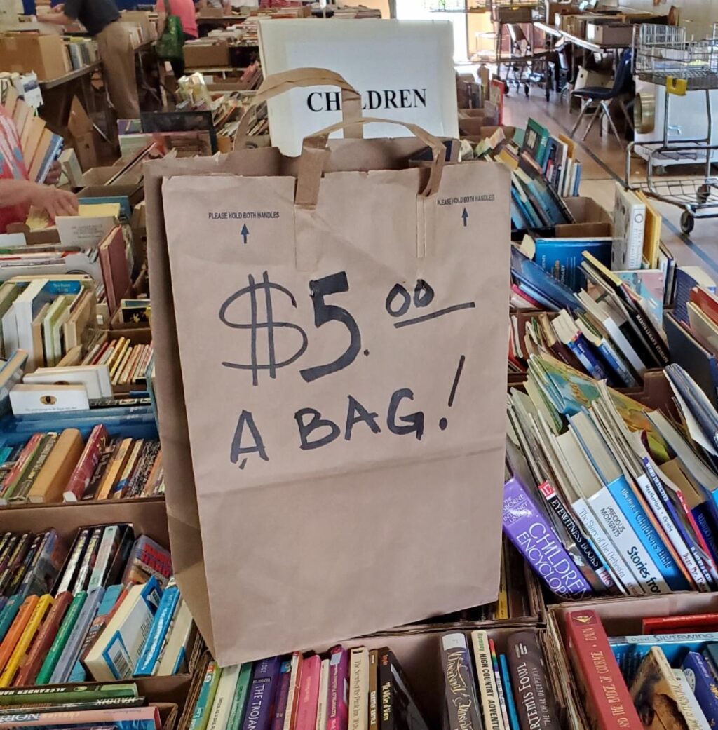 5 Dollar Bag Day. Book Sale